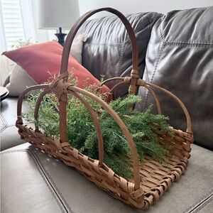 Rustic Brown Woven Basket with Handle